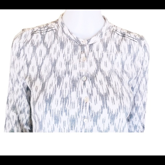 MASSIMO DUTTI Raindrop Print Collarless Tunic Shirt With Long Sleeves Grey Small - Picture 3 of 13